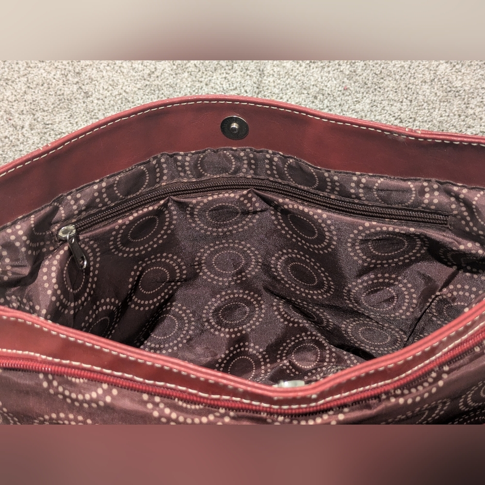 Franklin Covey Heritage Travelware Laptop Bag Triple Gusset Red Maroon Tote - Picture 13 of 16